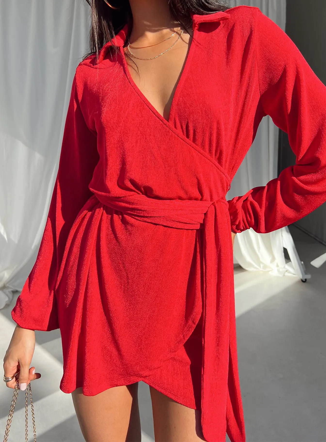 Boho Tone Party Time Mini Dress Red