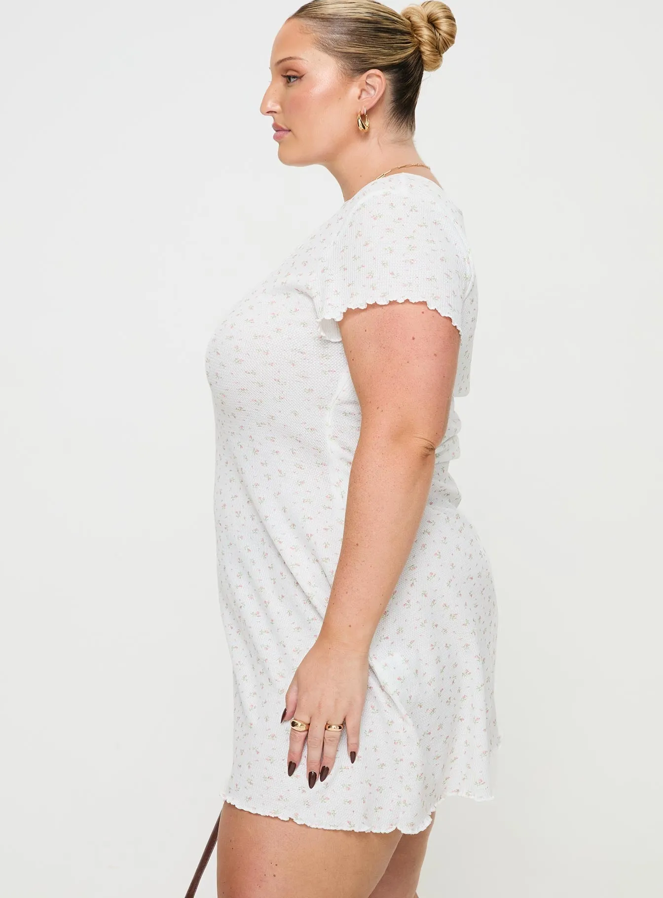 Simple Profile Patton Mini Dress White Floral Curve