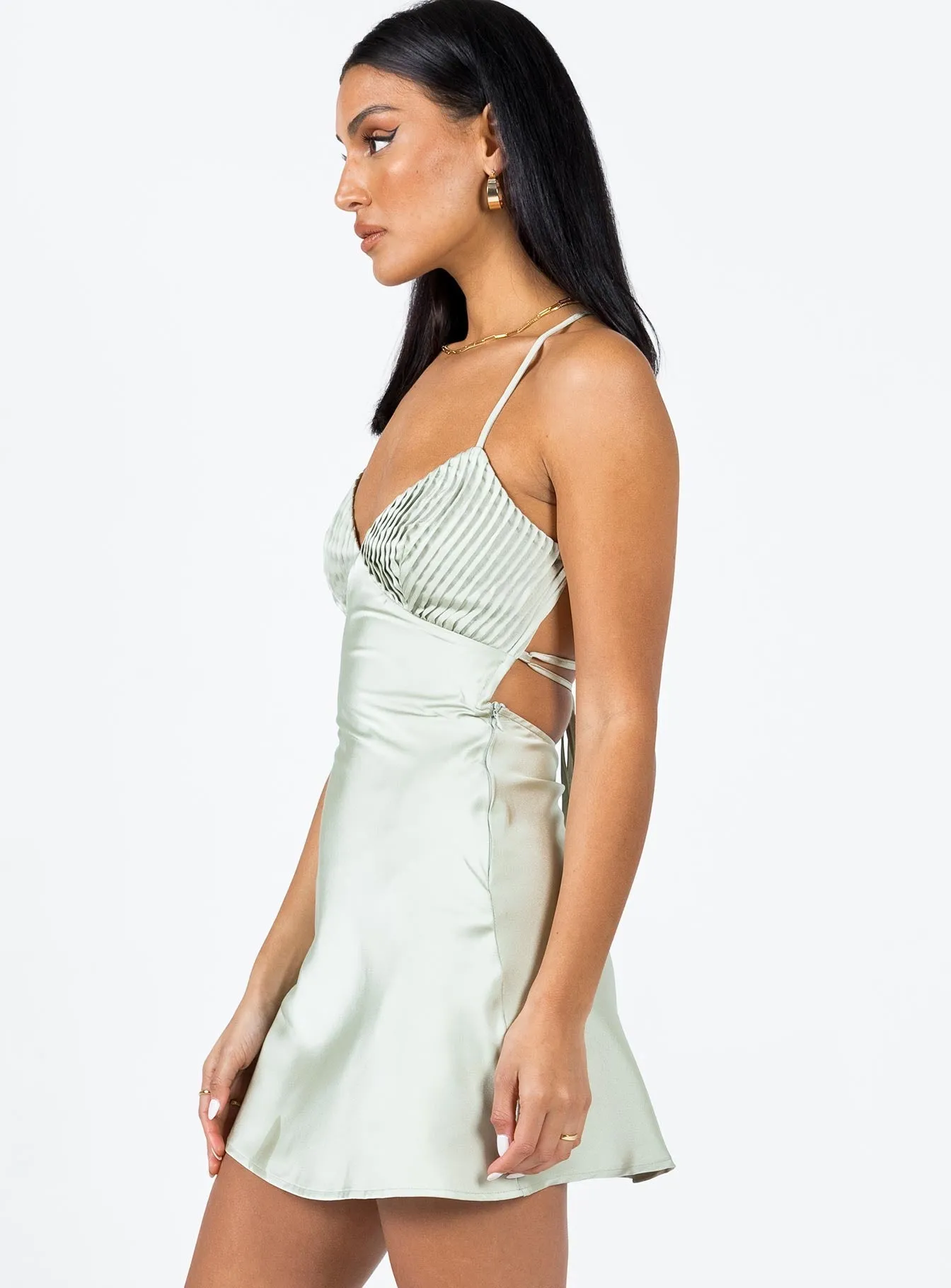 Paulina Mini Dress Sage Layered Comfort Wear