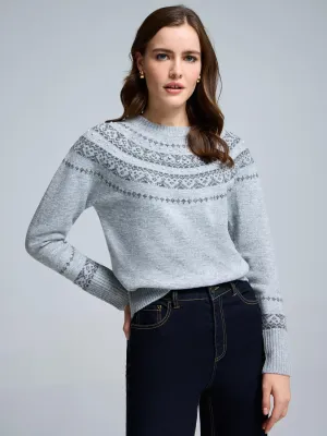 Lived In Clean Cut Pearl & Rhinestone Embellished Fair Isle Sweater