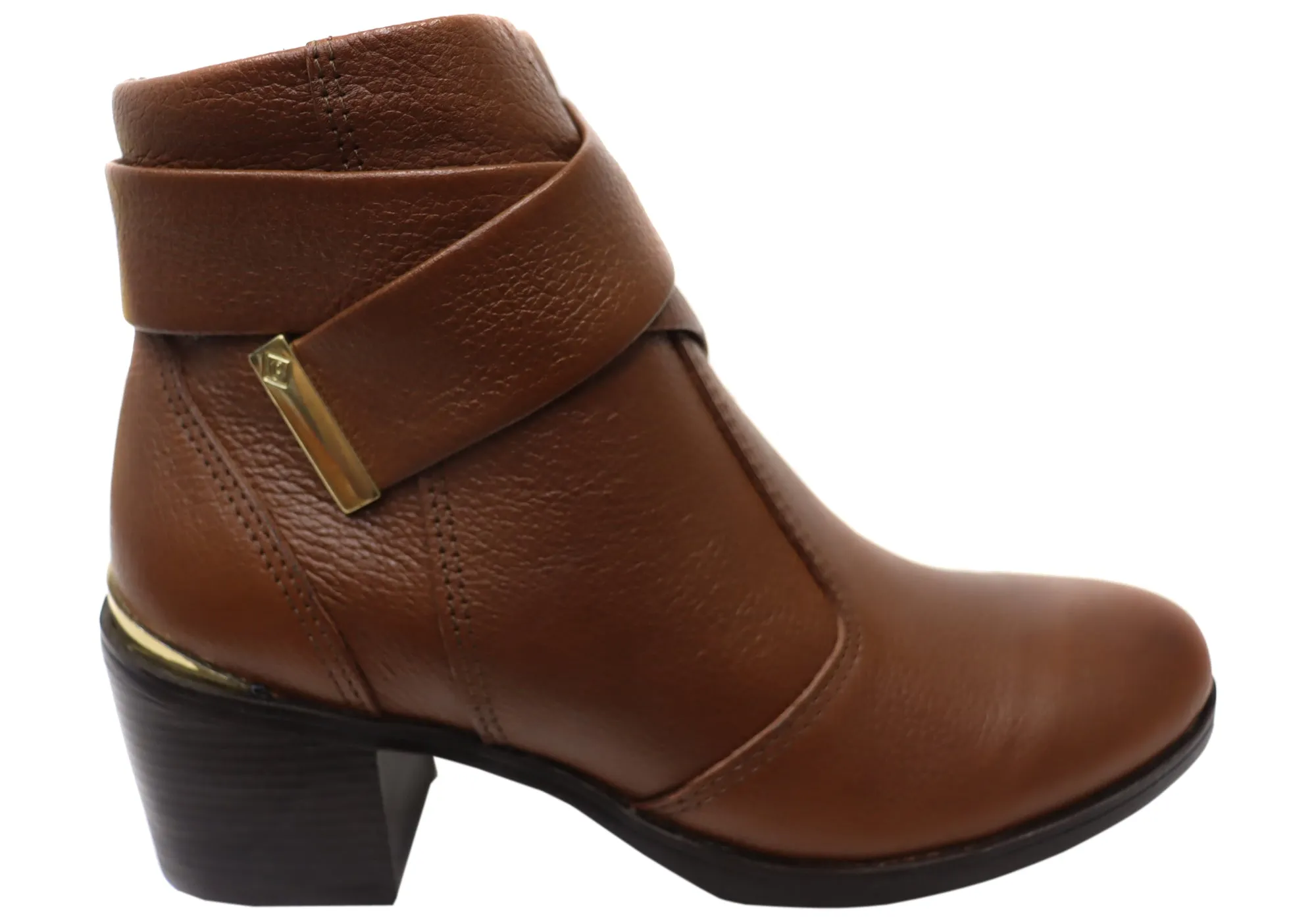 Pegada Valley Womens Mid Heel Leather Ankle Boots Made In Brazil Shock Absorbing Midsole