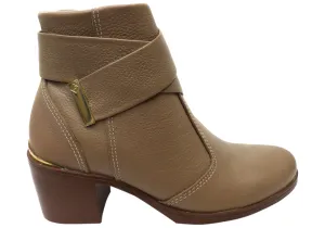Pegada Valley Womens Mid Heel Leather Ankle Boots Made In Brazil Padded Interior Cold Climate
