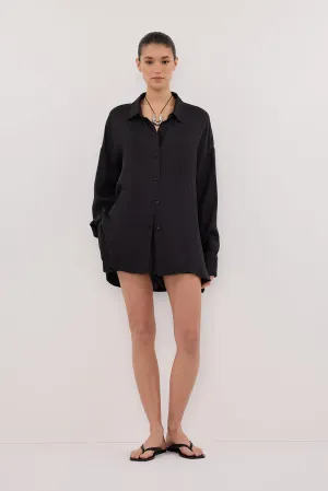 Printed uniqueness PERCY BLACK SILK LONG SLEEVE SHIRT