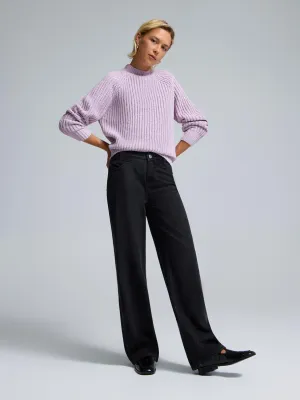 Thermal Insulation Calm Tones Mock Neck Shaker Stitch Sweater