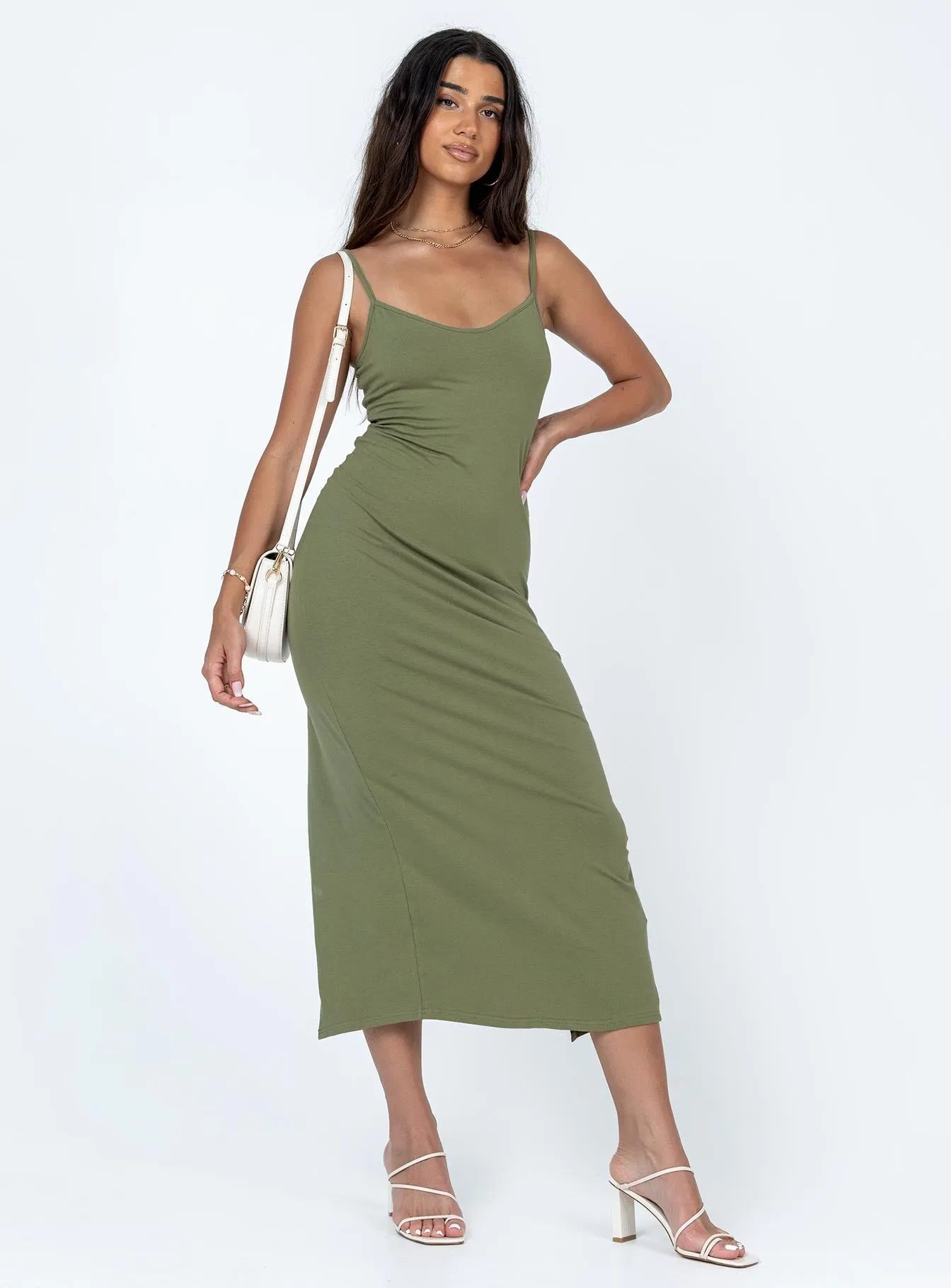 Jesy Maxi Dress Khaki Calm Shine