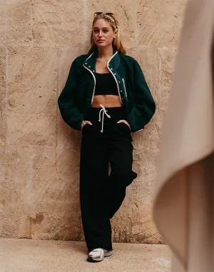 Clubhouse Wide Leg Jogger in Black Relaxed Fit Design Fashionable Appeal