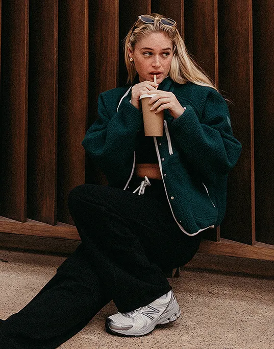 Clubhouse Wide Leg Jogger in Black Core Flex Easy Fit