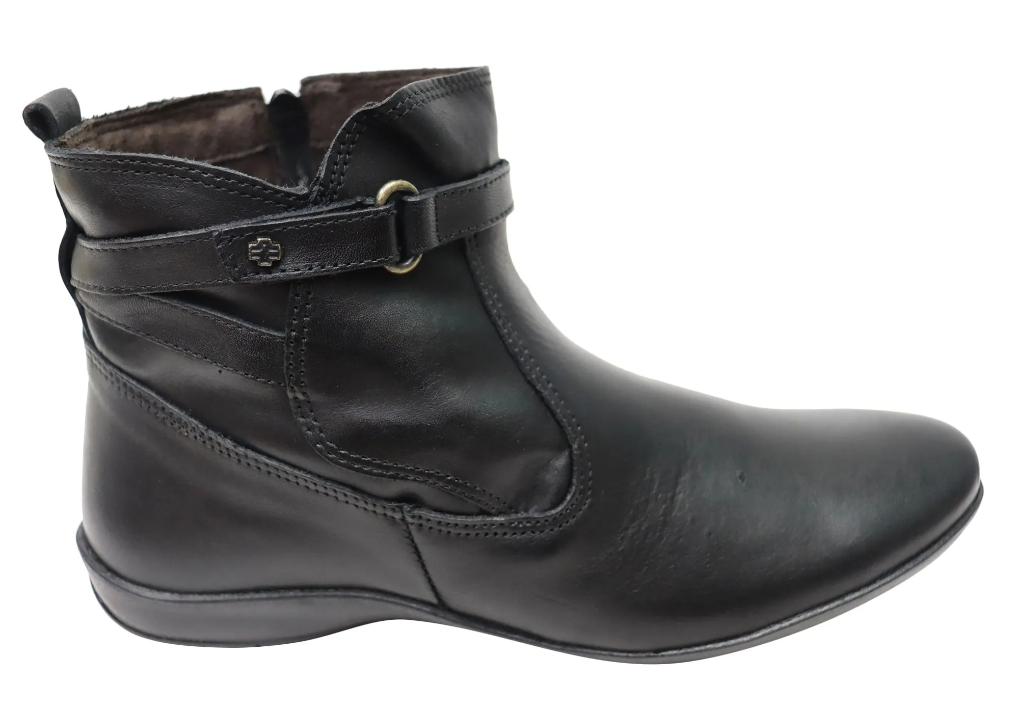 Perlatto Lane Womens Comfortable Leather Ankle Boots Made In Brazil Year Round