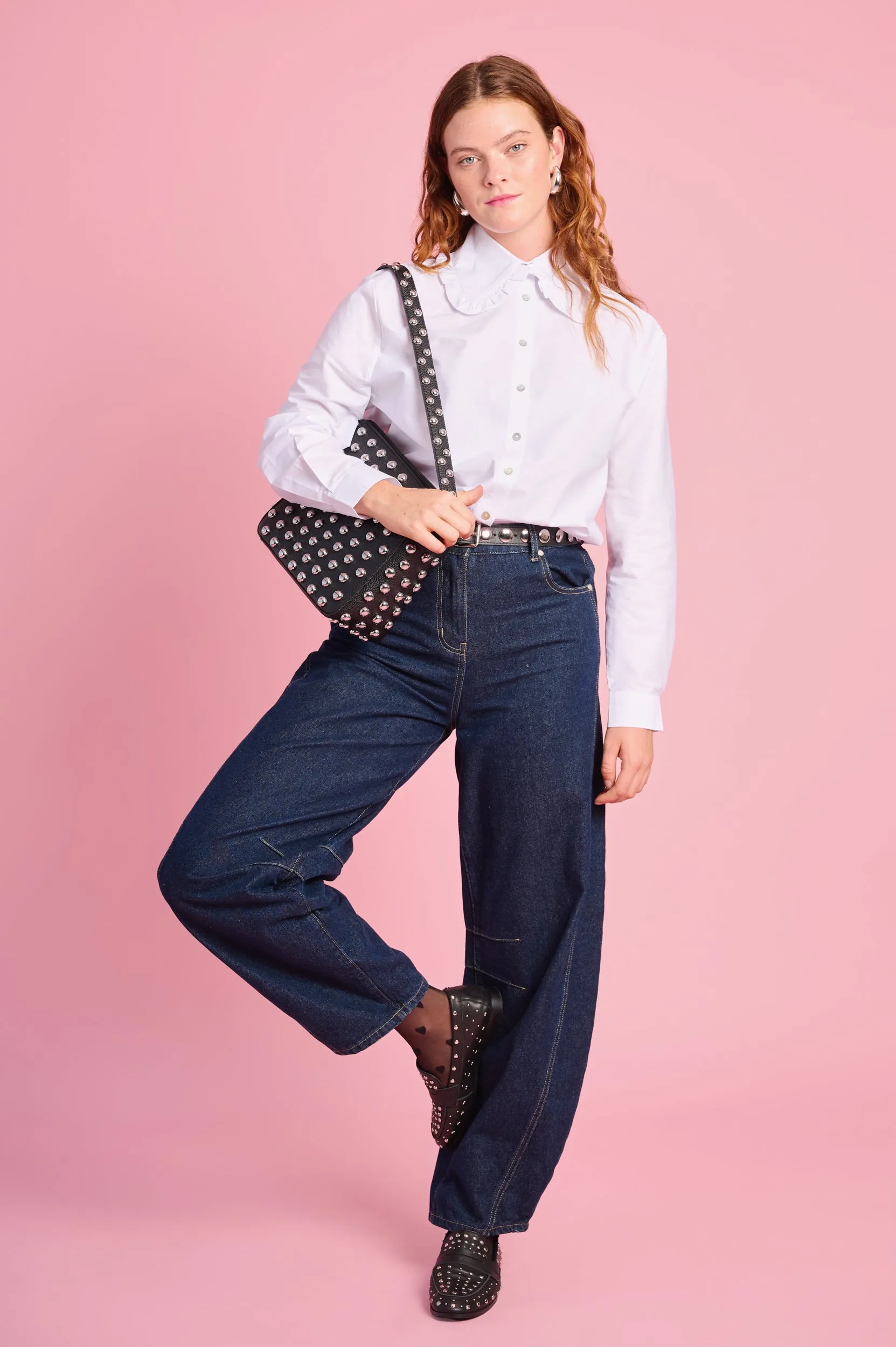 Cozy Comfort Design Peter Pan Collar Shirt in White