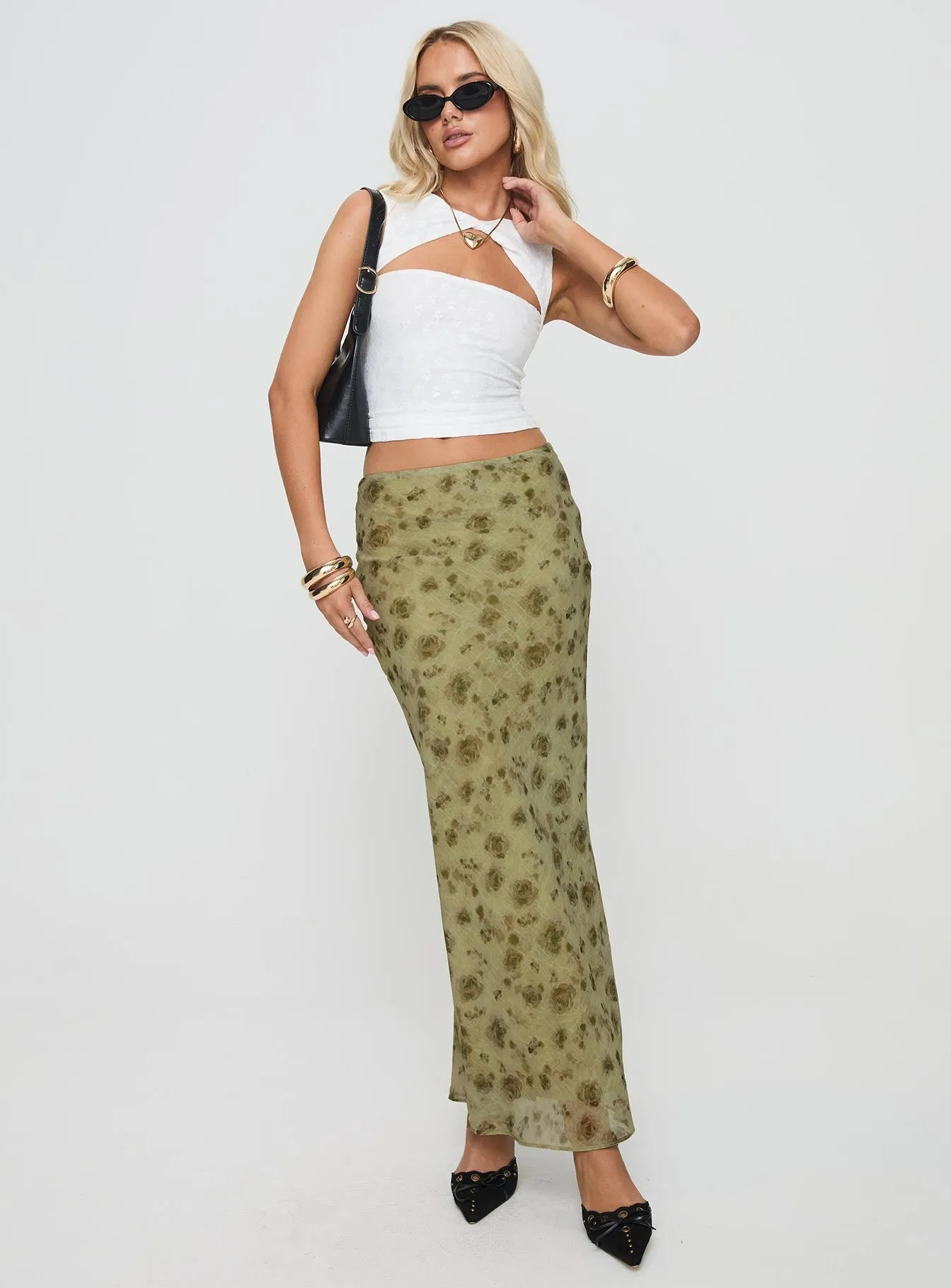Piazia Maxi Skirt Green Road Trip high contrast