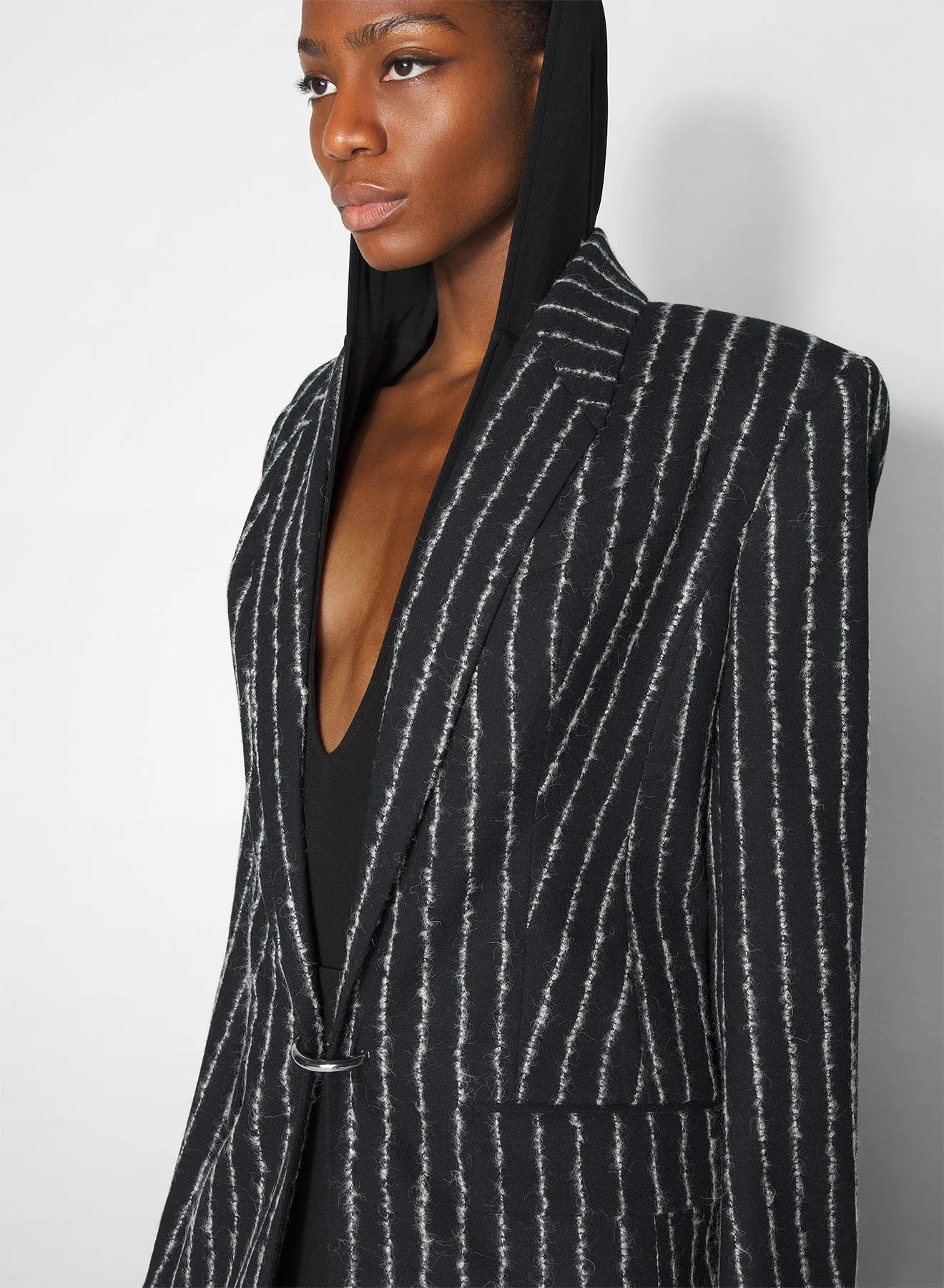 pinstripe pierced tailored coat Eco Conscious Production