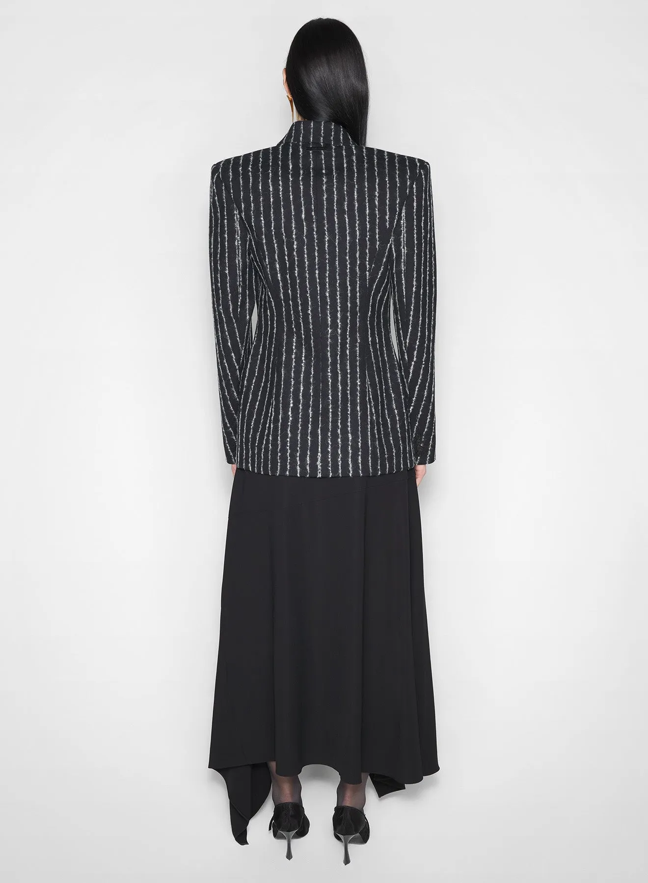 pinstripe wool pierced tailored jacket Noise Reduced Fasteners Double stitching