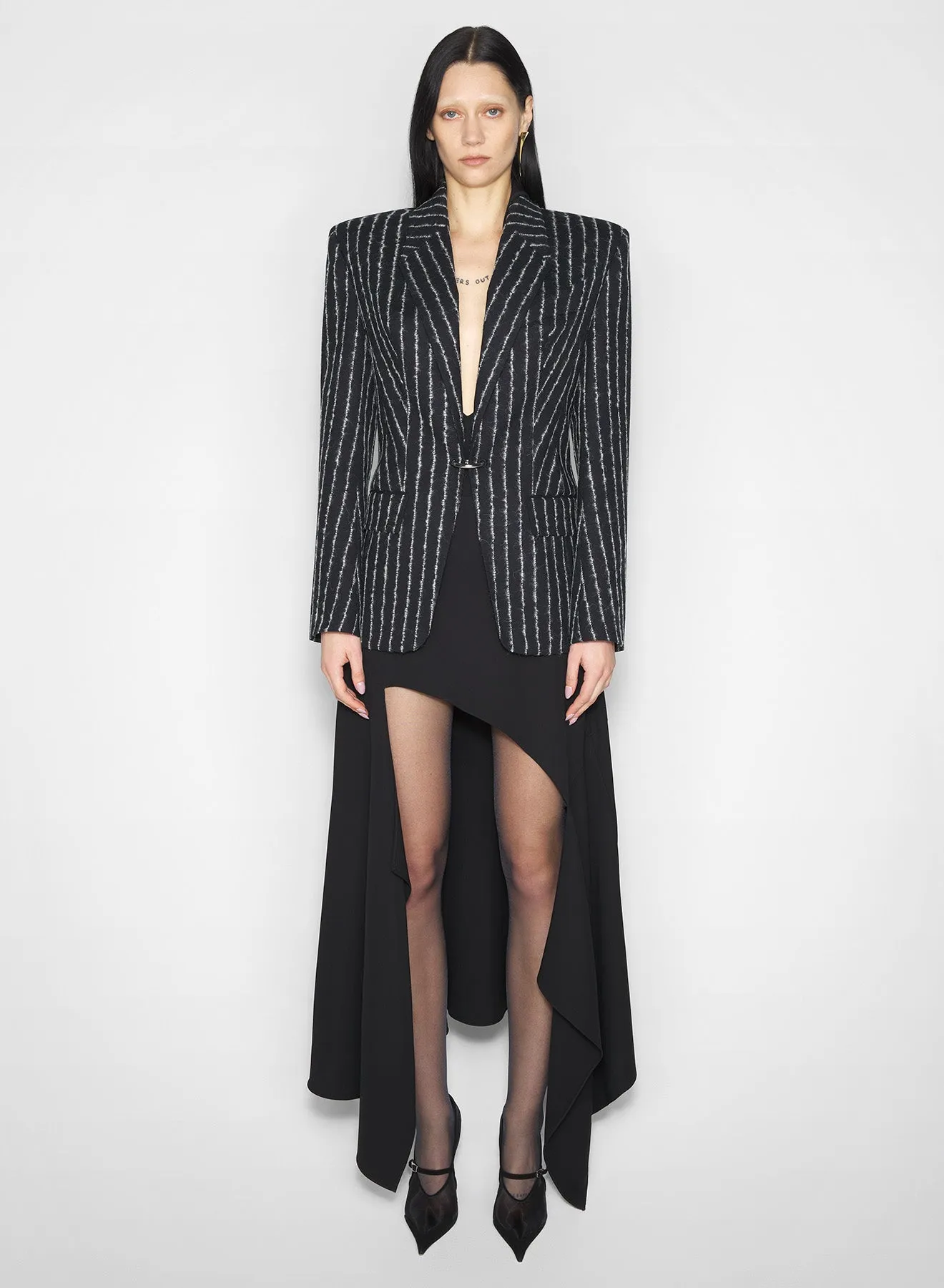 Lightweight Windbreaker Tech Windproof Cuffs pinstripe wool pierced tailored jacket