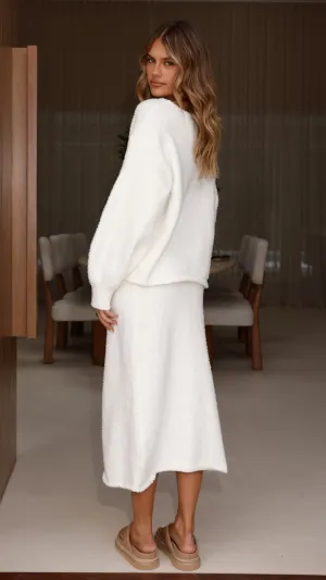 Cohen Knit Jumper - Off White Drop Shoulder FastDrying Textured Weave