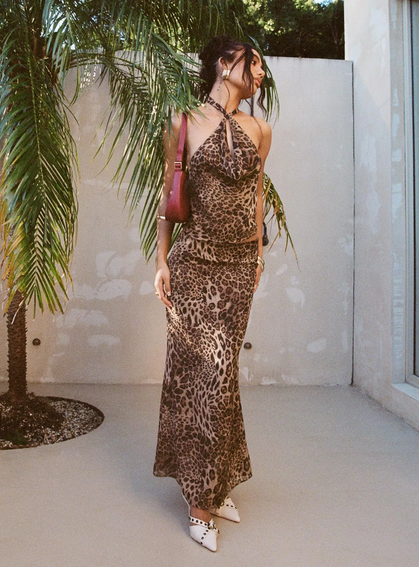 Eleganza Maxi Skirt Leopard Petite Relaxed Style Clean Aesthetic