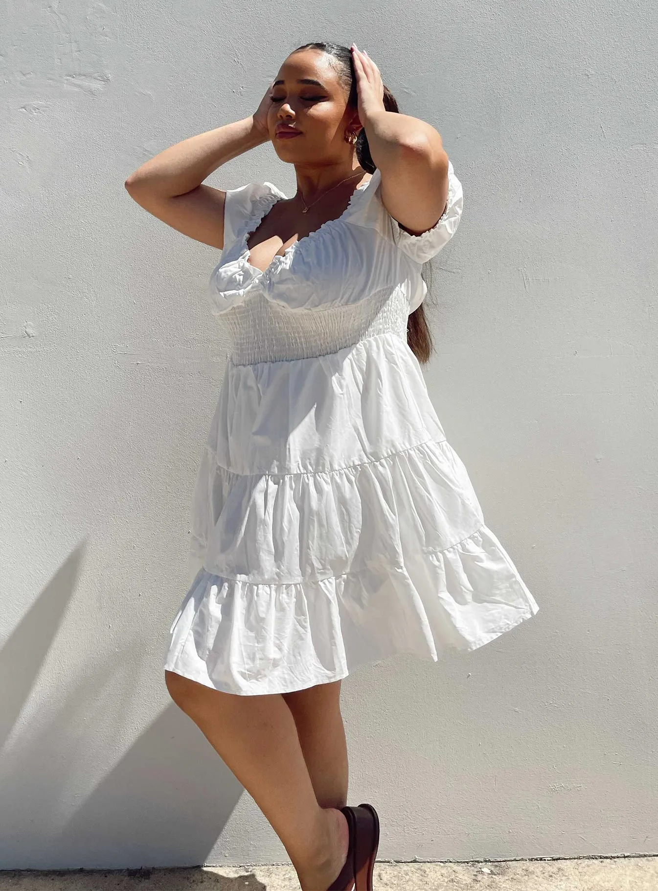 Daniela Mini Dress White Curve Flexible Waist