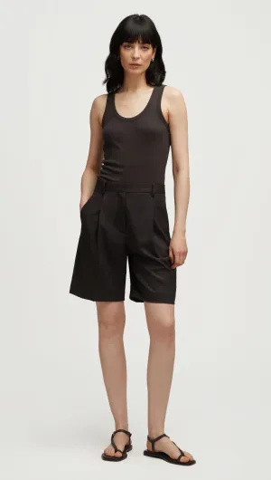 Pleated Shorts in Seasonless Wool | Smoke Secure Zipper Closure