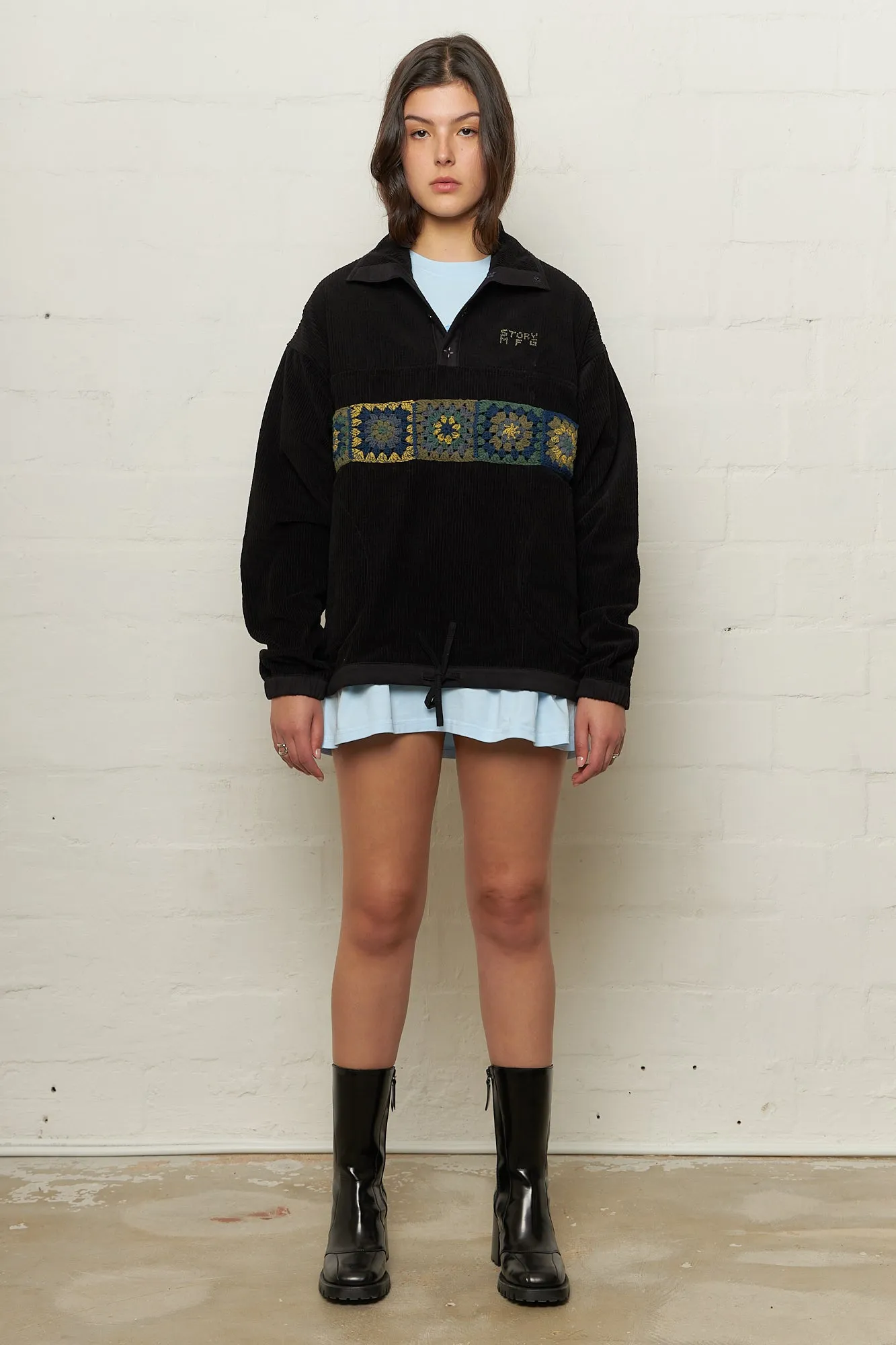 surfing suitable Polite Pullover Black Corduroy