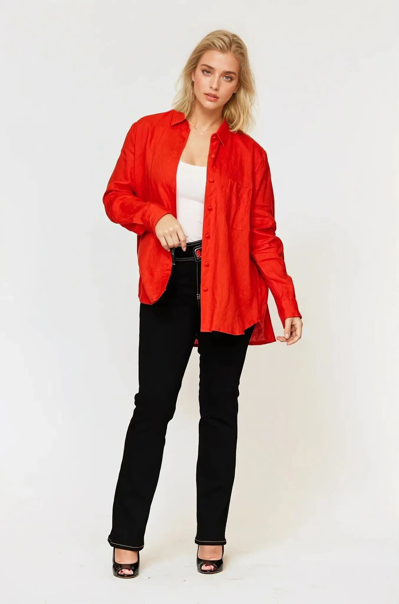 Minimal Design Printed Logo Positano Linen Shirt Tuscany - Clearance Sale