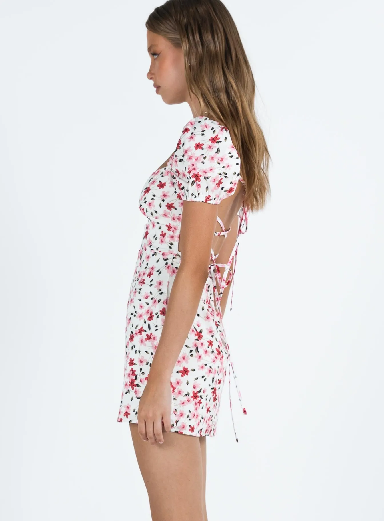 Havena Mini Dress White / Floral Subtle design