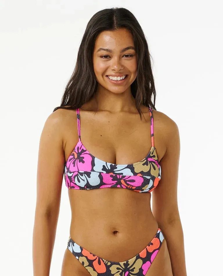 Adjustable-Straps Rip Curl Womens Bikini Top Hibiscus Heat Crop