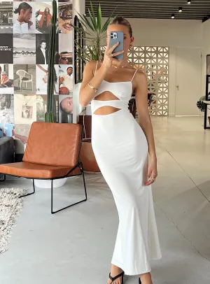 Maci Eco Nylon Maxi Dress White Clean Flow