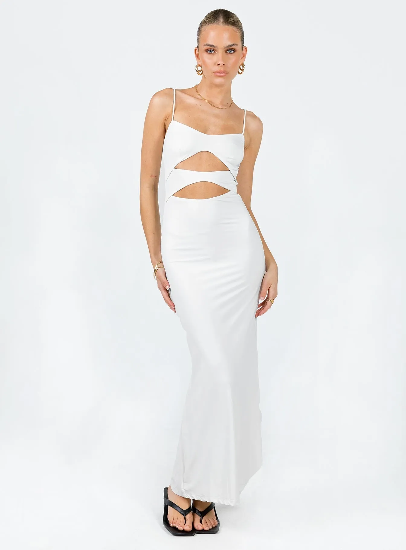 Trendy Vibe Maci Eco Nylon Maxi Dress White