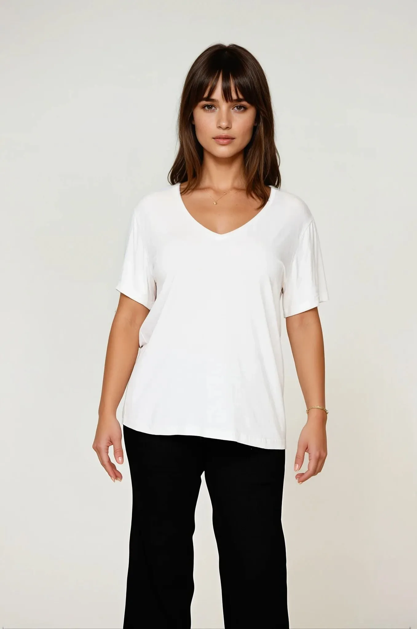 Hola White Tee Layering Fashion Active Wear Fit