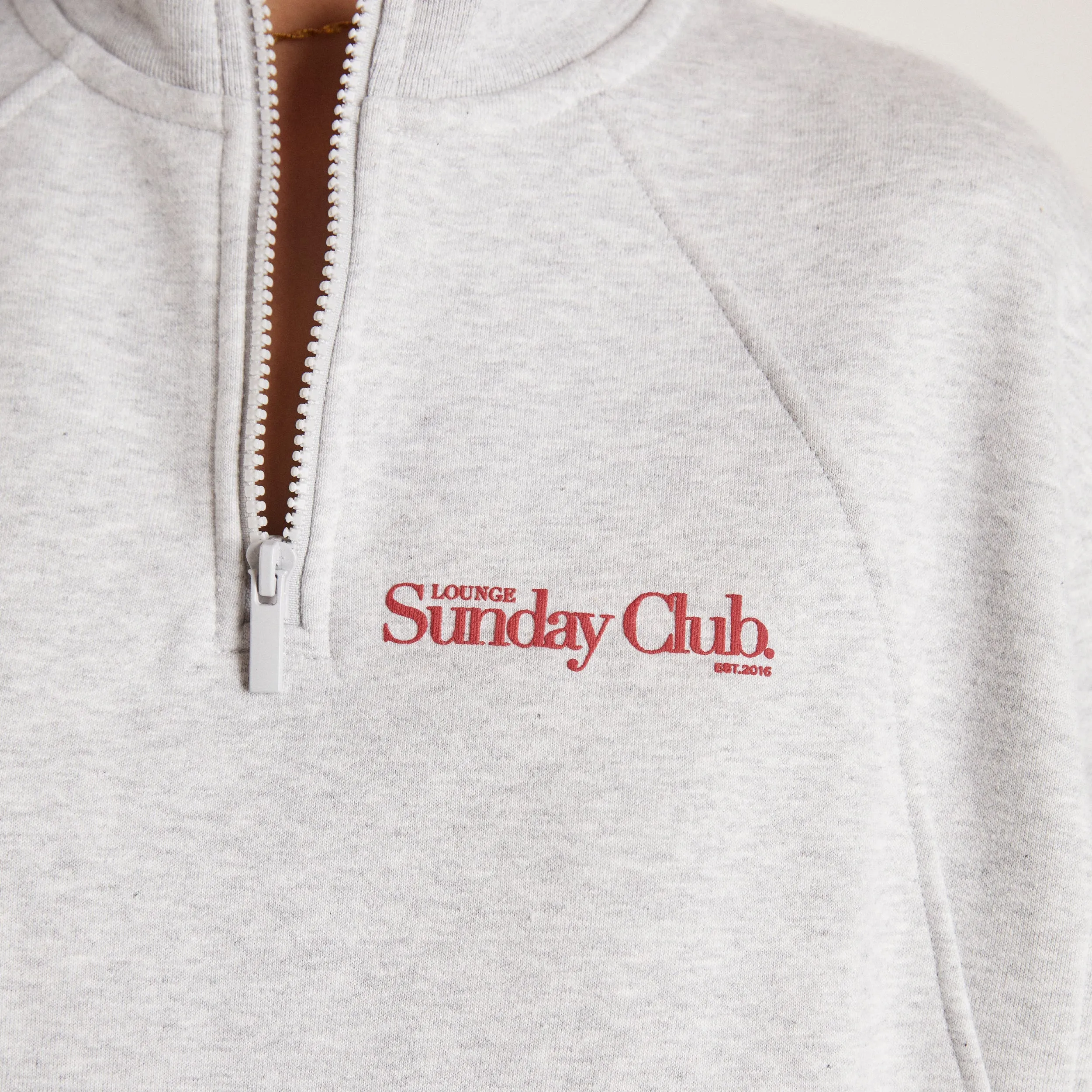 tribal print Relaxed Street Quarter Zip Sweater - Grey Marl