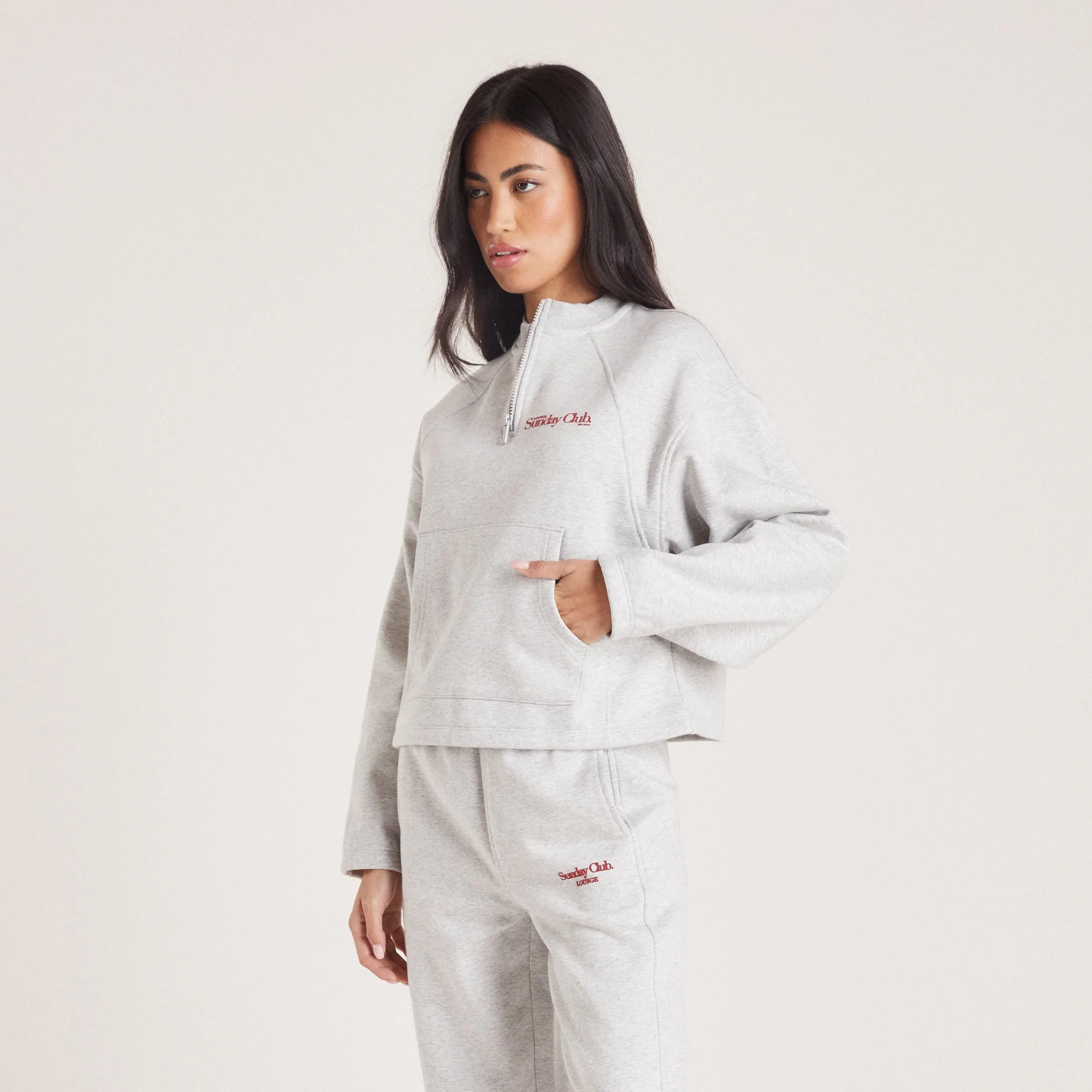 Quarter Zip Sweater - Grey Marl Simple Wear product wedding guest charm