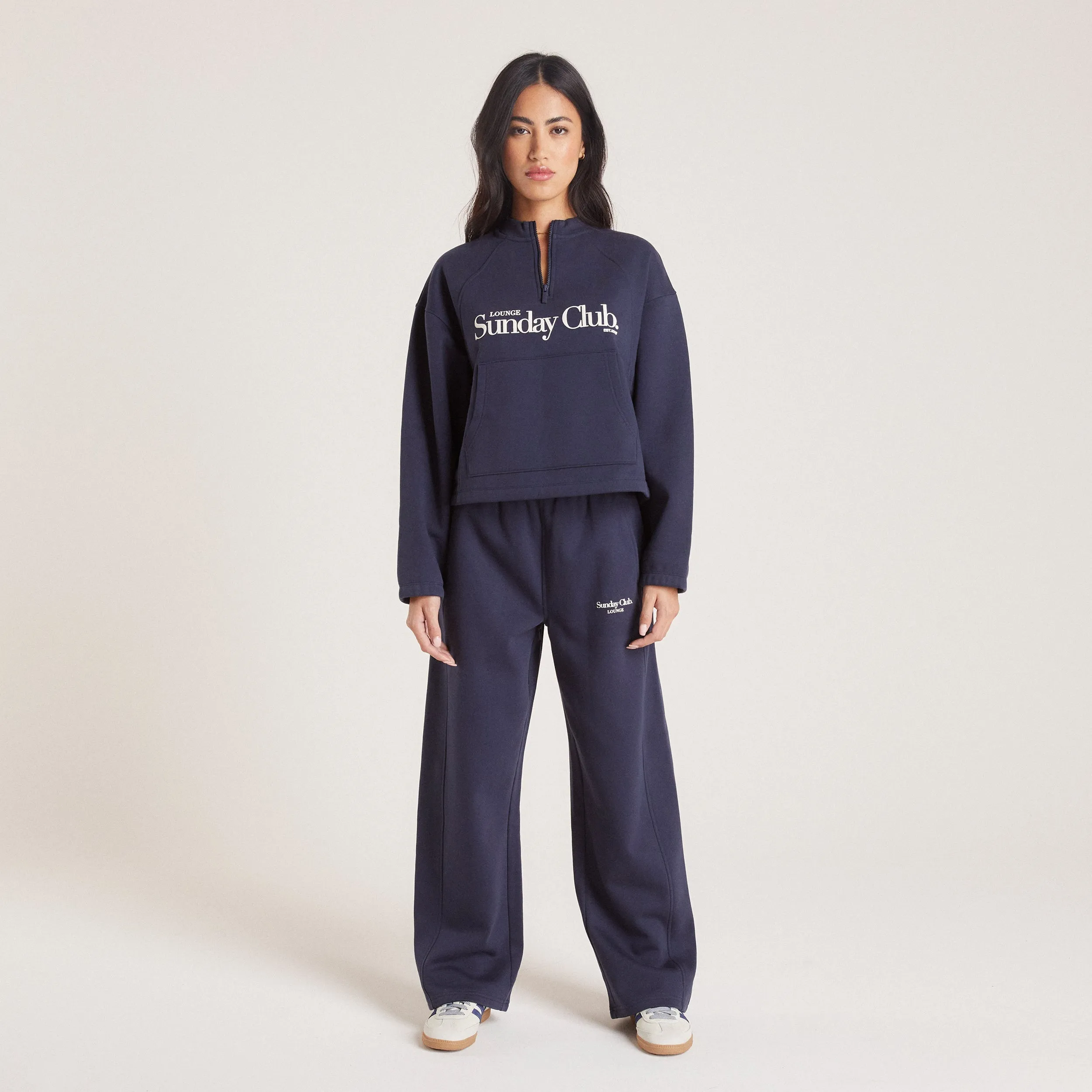 Sustainable Fabric Quarter Zip Sweater - Ink Blue