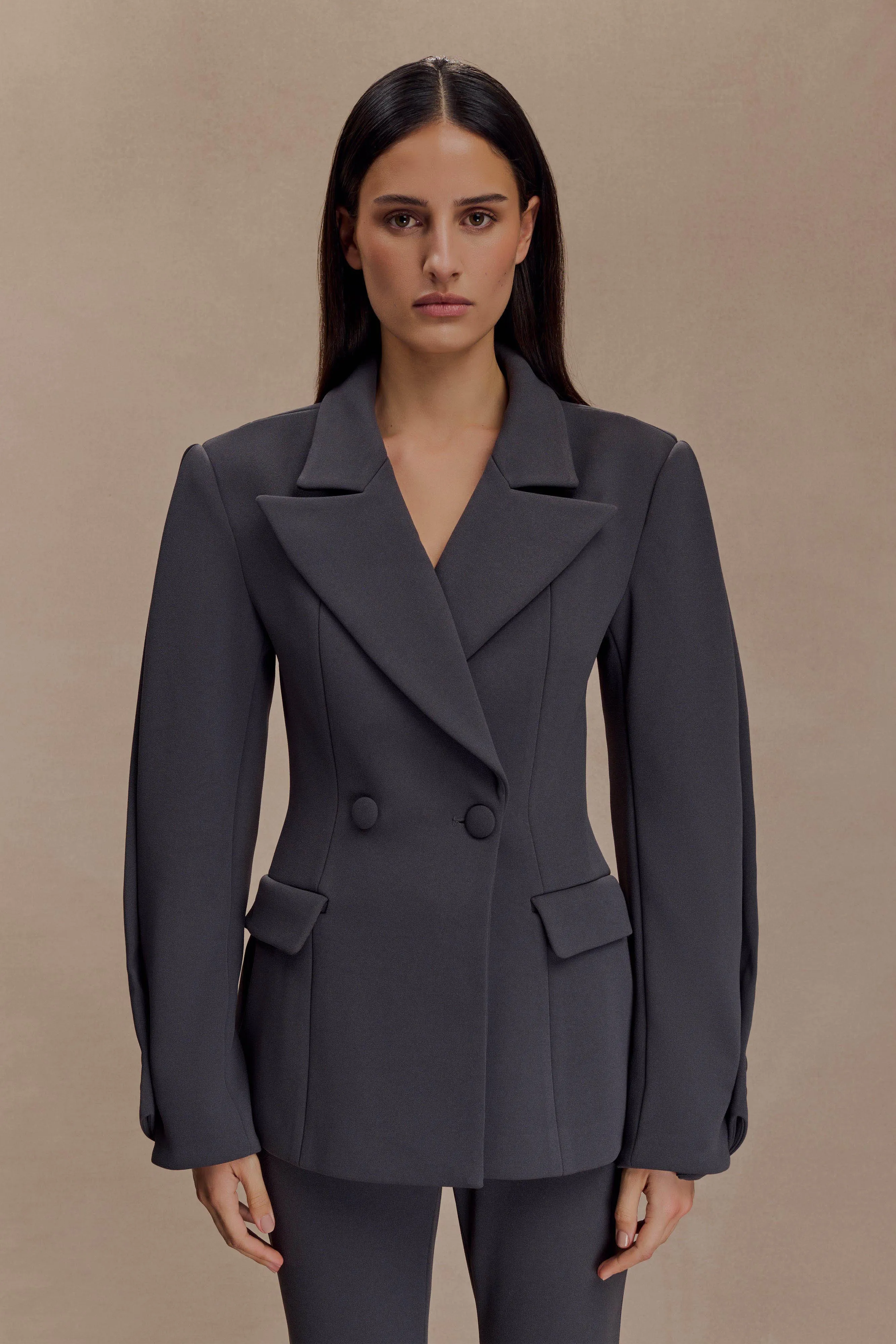 Quilted Insulation Wesley Structured Blazer - Charcoal Shadow