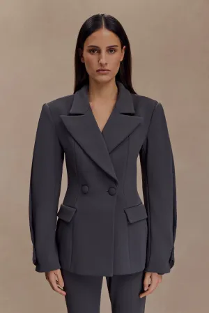 Quilted Insulation Wesley Structured Blazer - Charcoal Shadow