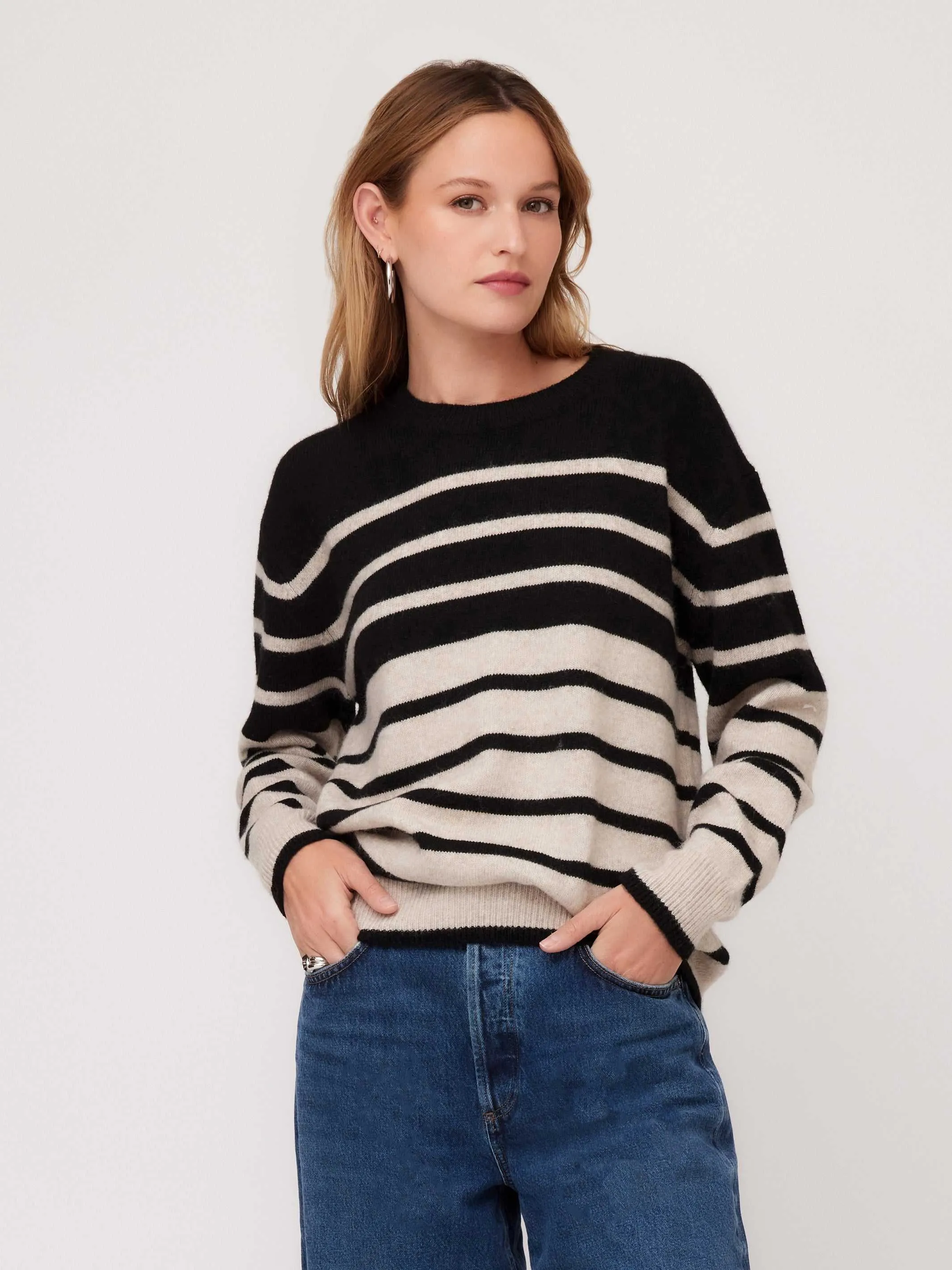 Compact Knit Technique Ventilated Panels Stripe Sweater