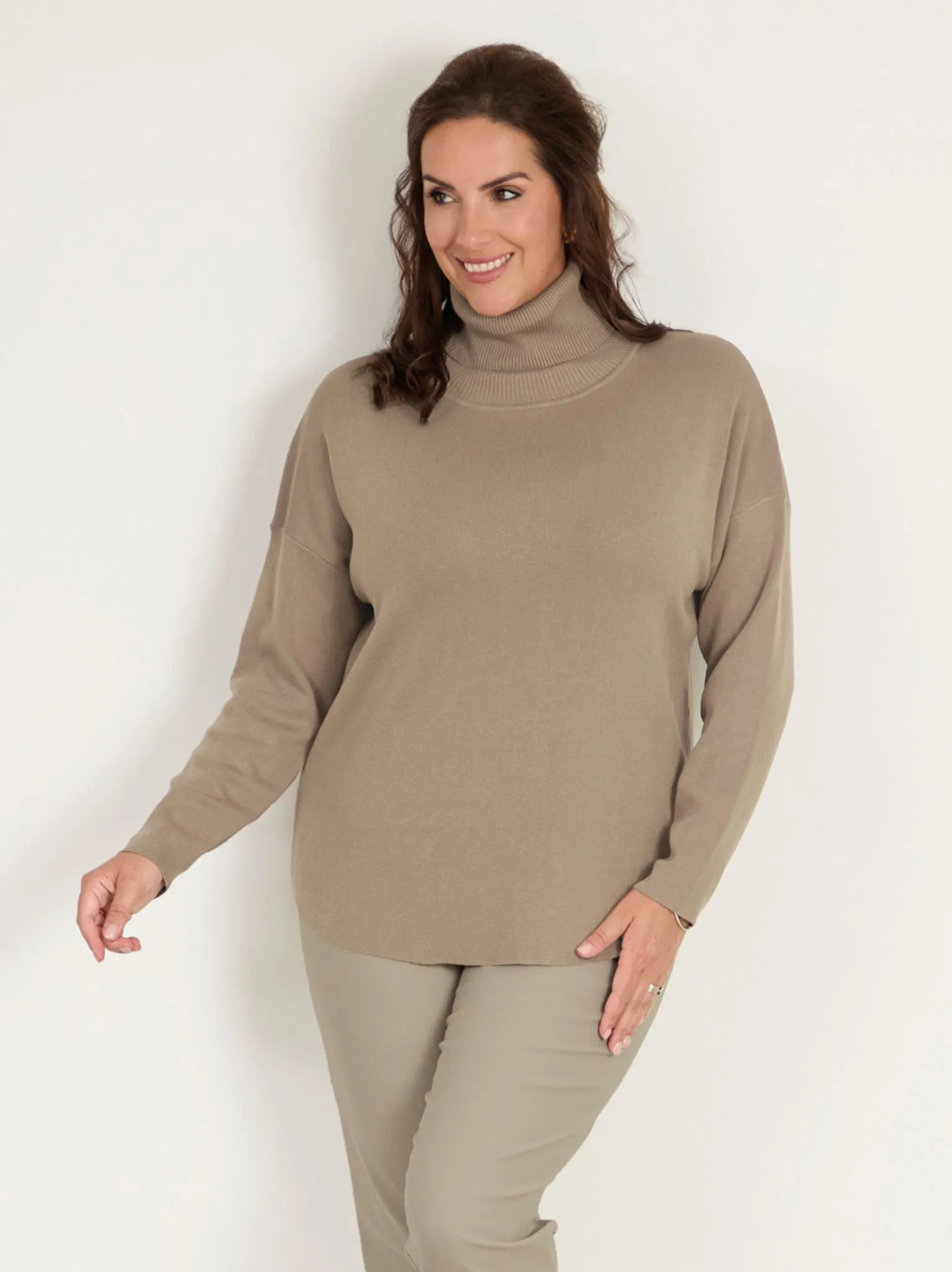 Molly Knitted Jumper - Taupe Merino Wool Blend