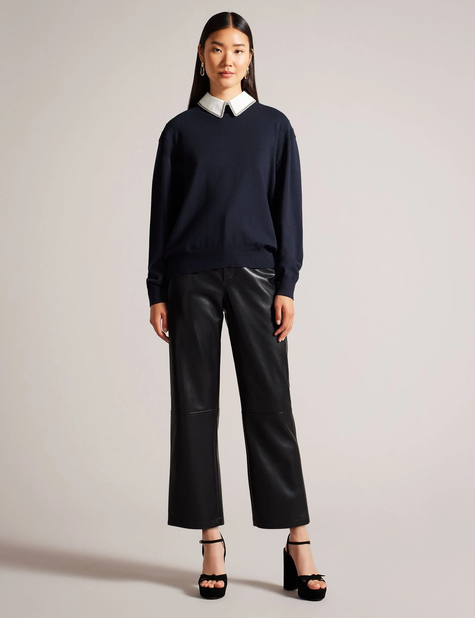 PENNII | NAVY Tubular Knit Structure Textured Weave