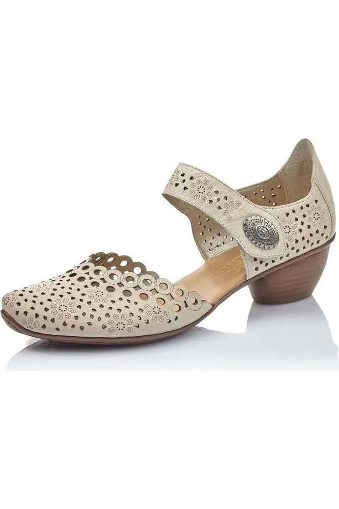 Rieker Women's Shoes 43753-60 in Cream Gold Tone Light Run