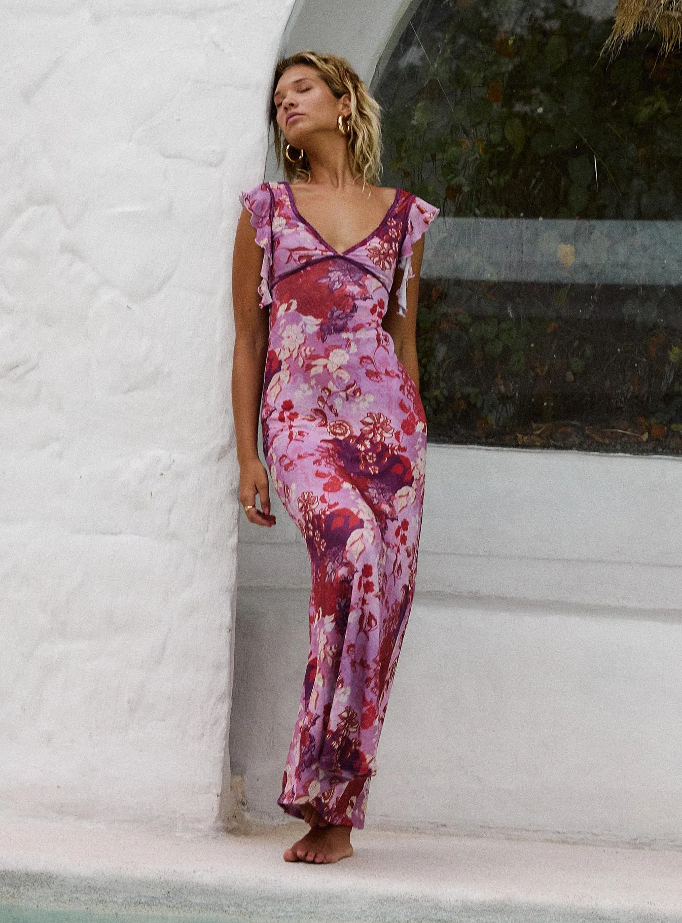 Soleila Maxi Dress Purple Multi Sharp Finish Edgy vibes