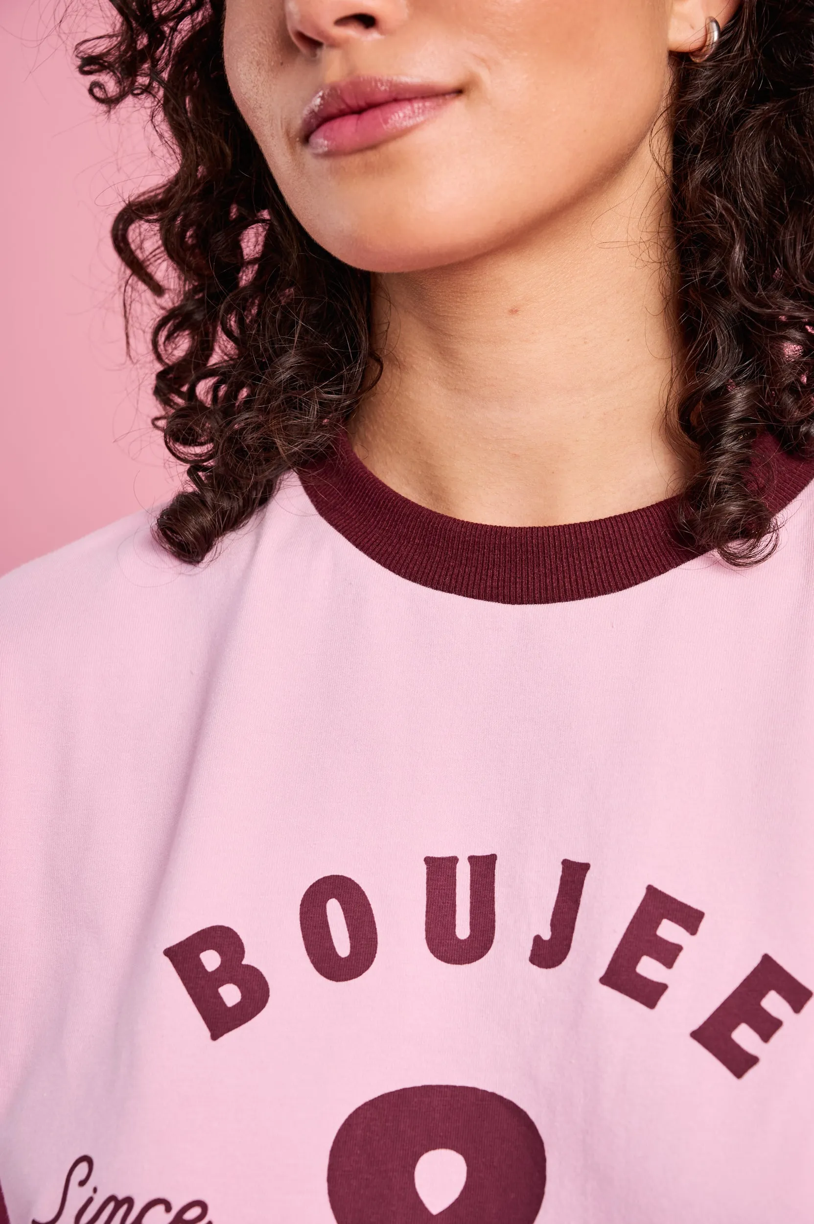 Perfect Fit Wear Oversized Printed Tee in Soft Pink