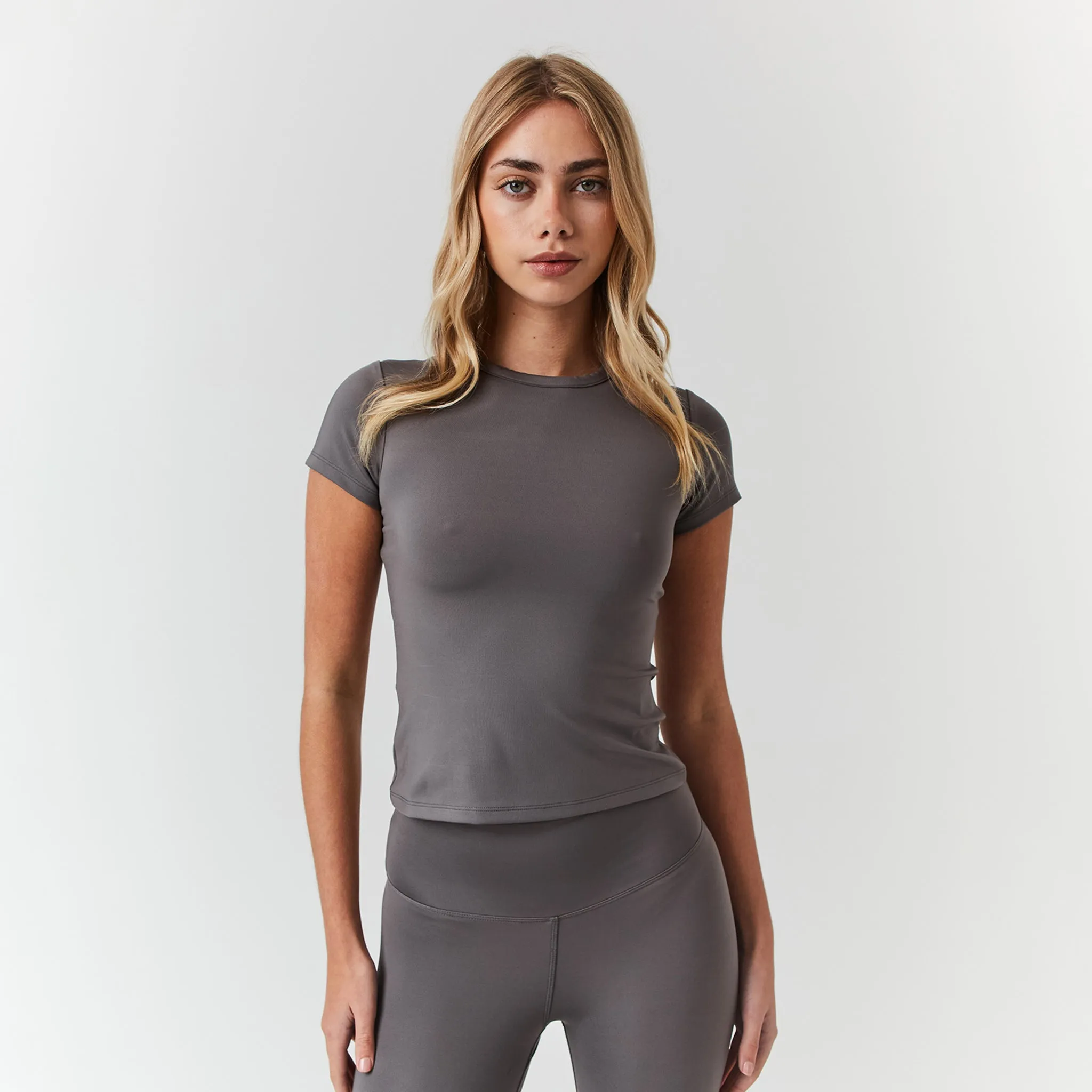 Second Skin Crop Top | Grey ShockAbsorbent Padding Ice Fit