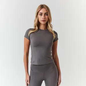 Second Skin Crop Top | Grey ShockAbsorbent Padding Ice Fit