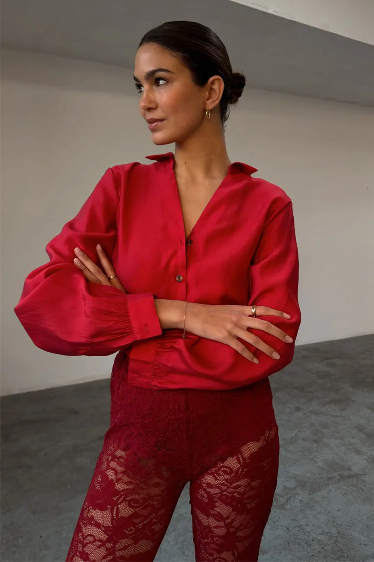 Red Miley Shirt Performance Layer Sporty Fashion