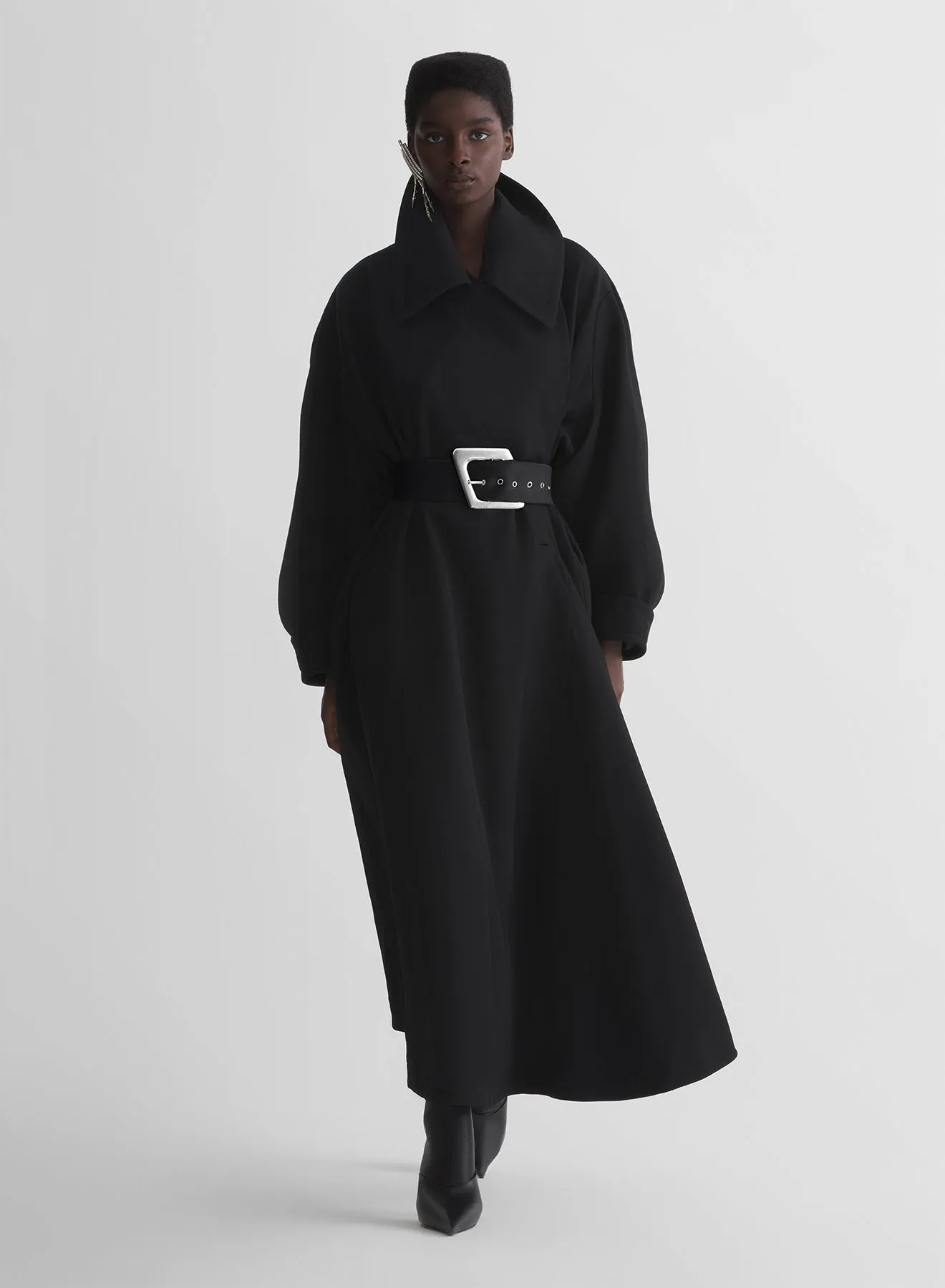 Adjustable hood design re/edit hiver russe black trench