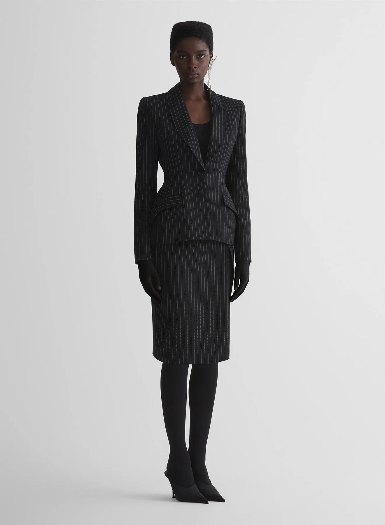 Winter Fashion re/edit lingerie pinstripe jacket