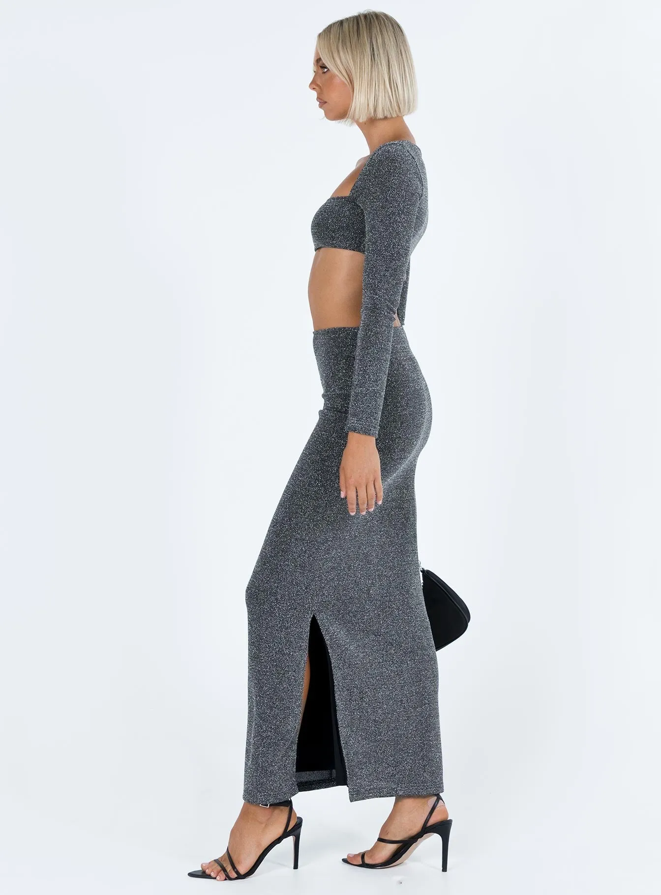 Drawstring closure slim fit Reina Set Black Glitter