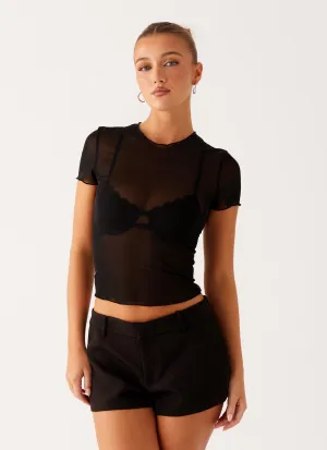 Dalton Mesh T-Shirt - Black Stylish Design Trendy Casual Wear