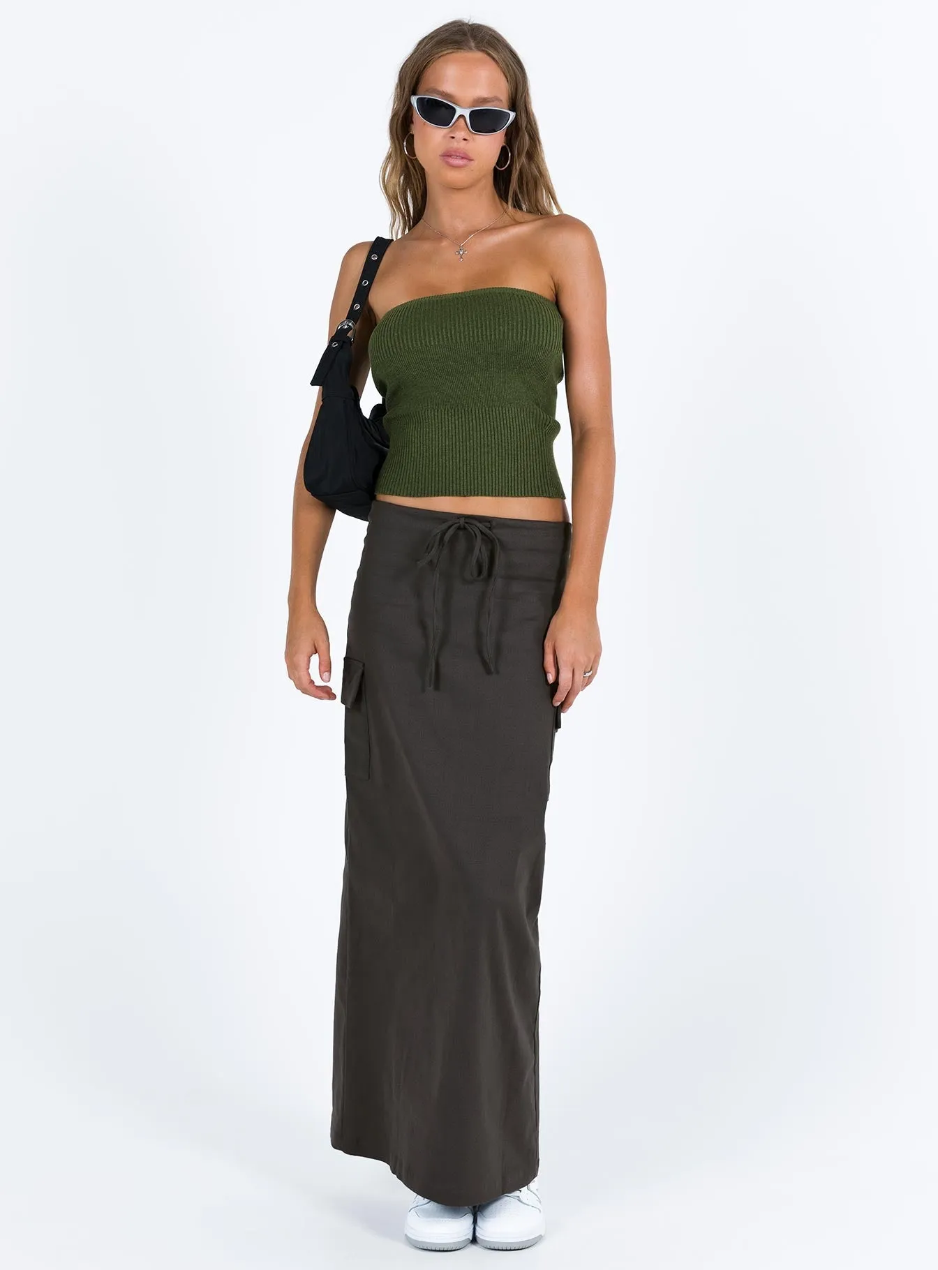 Neutral Wear Scalloped Edge My Girl Maxi Skirt Slate