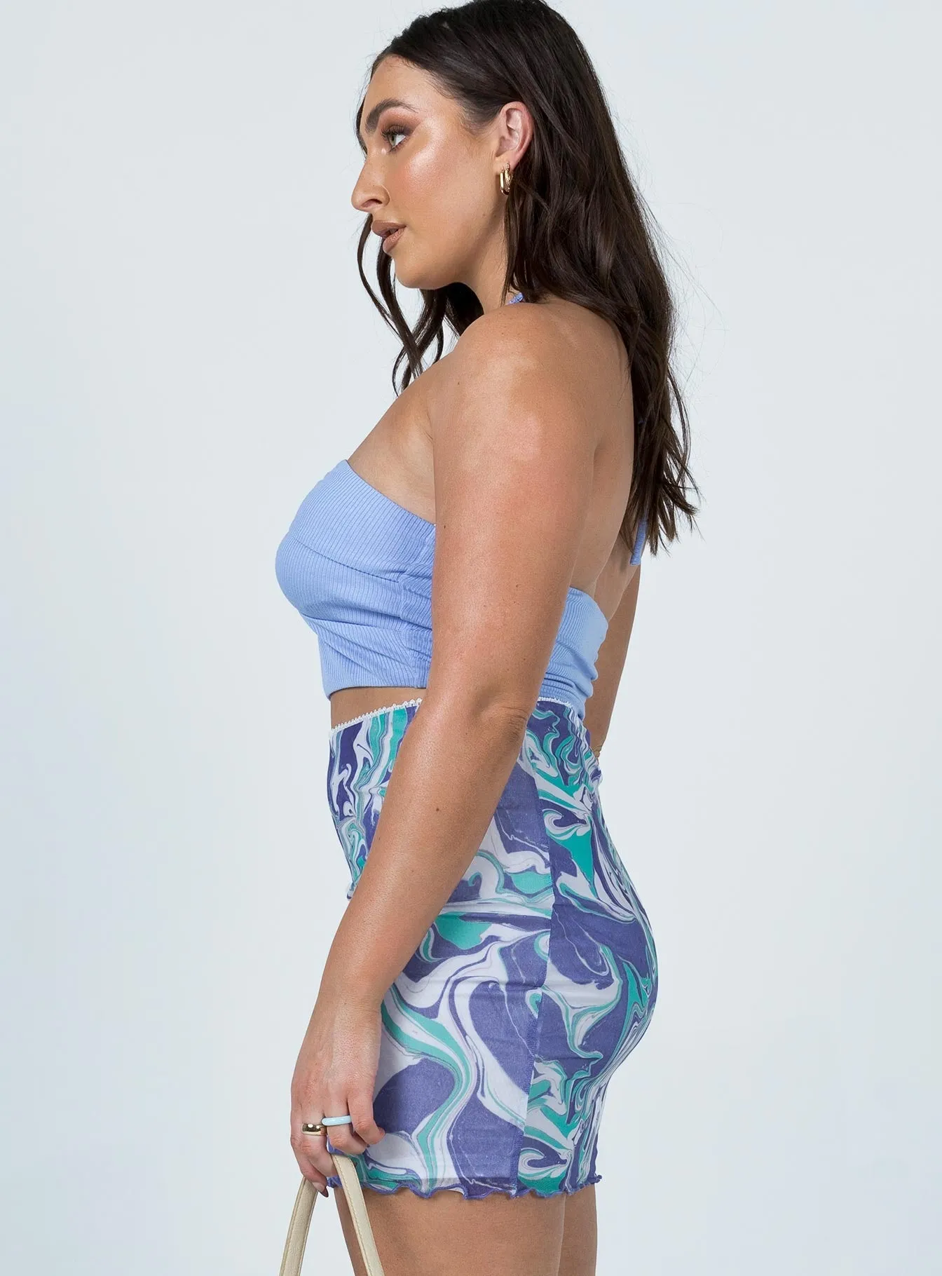 Remi Mini Skirt Blue High low hem