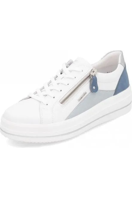Remonte Ladies trainer D1C01-84 in White Combi Shock Absorption Midsole