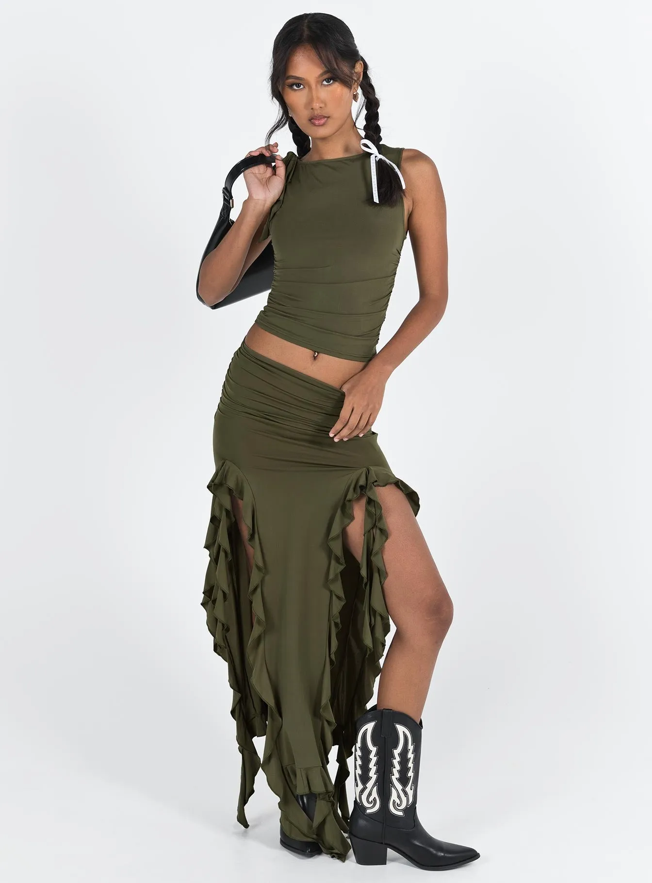 Rendezvous Maxi Skirt Olive All Day Look